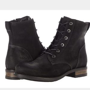 Taos Black Leather Boot Camp Side Zip Lace Up Boot Size 37